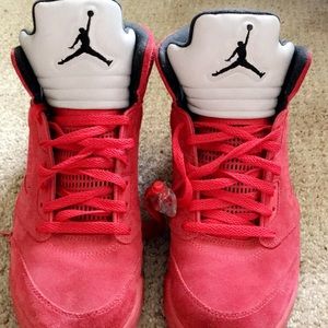 Size 13 Nike Air Jordan 5 Red Suede Shoes